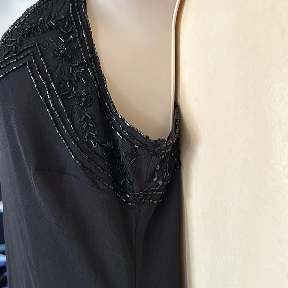 J Kara beaded 1920’s art deco  black chiffon dress size 12 - Picture 7 of 10